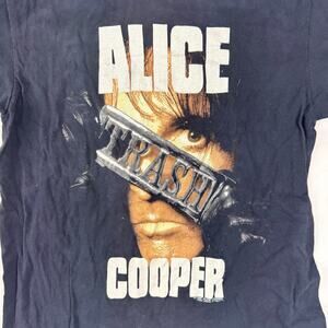 Vintage 1990 Alice Cooper Trashes Detroit T-Shirt Brockum Tag - Paint Splattered